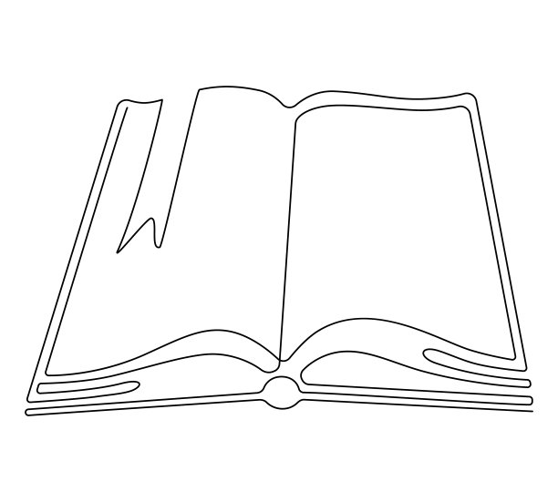 打开书。这本书书页的展开。连续的线条画。矢量图图片下载