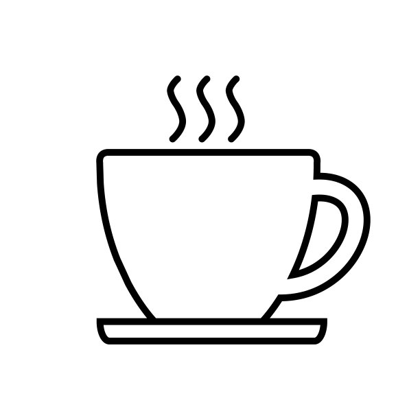 咖啡杯线图标，矢量轮廓标识孤立在白色背景图片下载