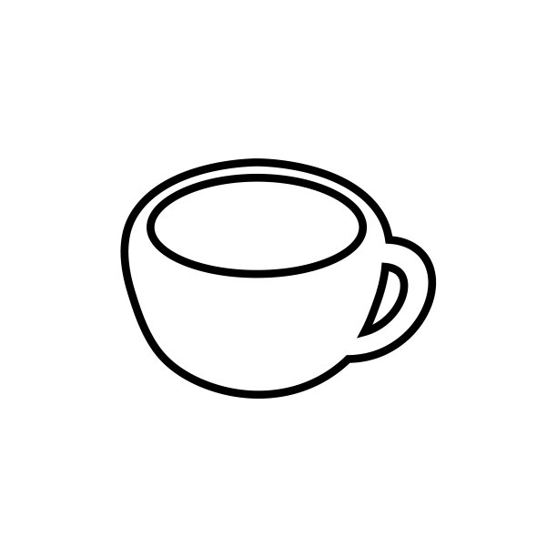 咖啡杯线条图标，矢量轮廓logo，白色背景图片下载