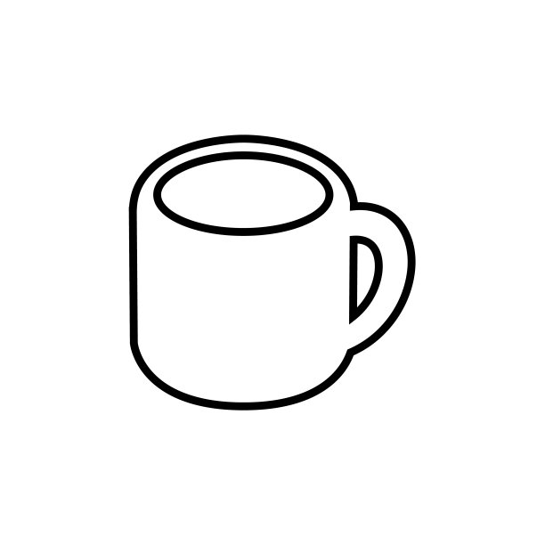 咖啡杯线条图标，矢量轮廓logo，白色背景图片下载