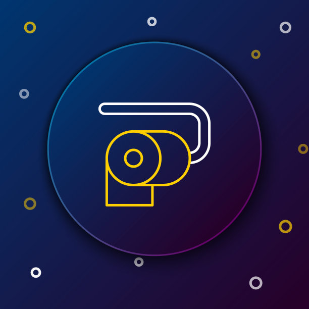 线厕纸卷图标孤立在蓝色背景上。色彩斑斓的轮廓的概念。向量图片下载