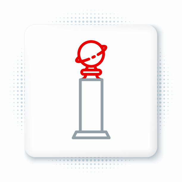 线奖杯金球奖图标孤立在白色背景。奥斯卡奖的图标。电影和电影符号。色彩斑斓的轮廓的概念。向量图片下载