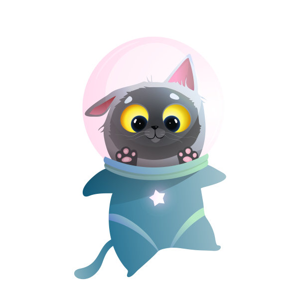 可爱的空间猫向量的孩子，小猫宇航员图片下载