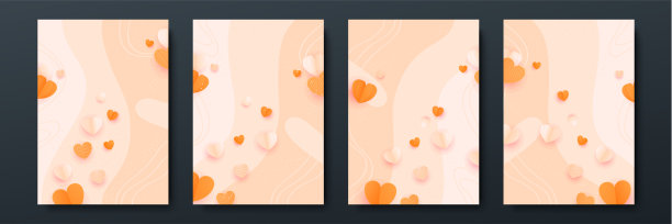 一套情人节海报卡片与爱和心。为特殊的日子设计，妇女节，情人节，生日，母亲节，父亲节，圣诞节，婚礼，和活动庆祝活动。图片下载