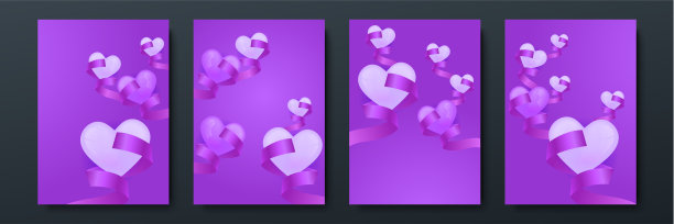 情人节销售矢量横幅模板。情人节商店折扣促销与白色空间的文本和紫色背景的心元素。矢量插图。图片下载