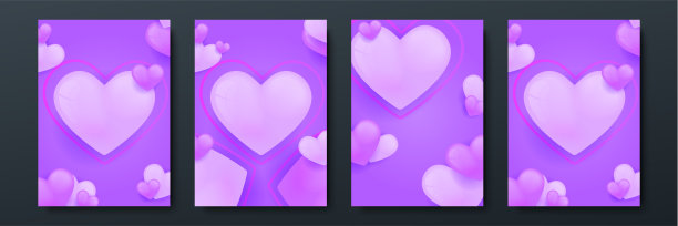 情人节销售矢量横幅模板。情人节商店折扣促销与白色空间的文本和紫色背景的心元素。矢量插图。图片下载