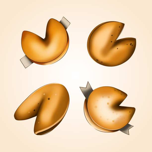 手绘的幸运饼干集向量插图图片下载