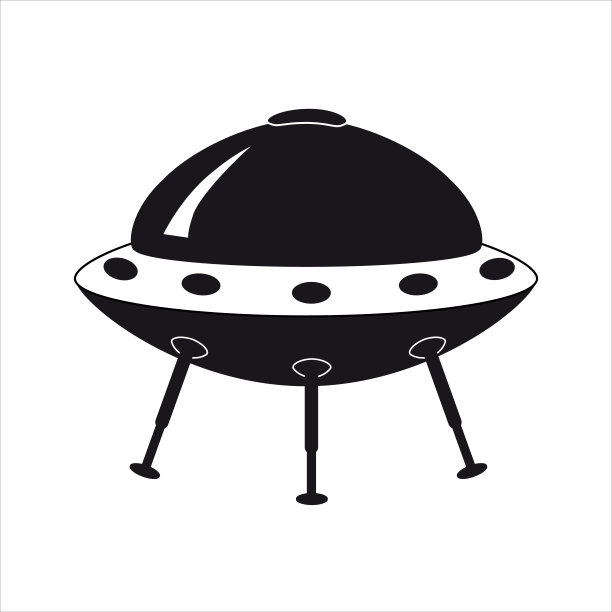 UFO图标，外星飞船。向量平面黑色颜色风格图片下载