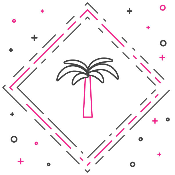 线热带棕榈树图标孤立在白色背景上。椰子棕榈树。色彩斑斓的轮廓的概念。向量图片下载