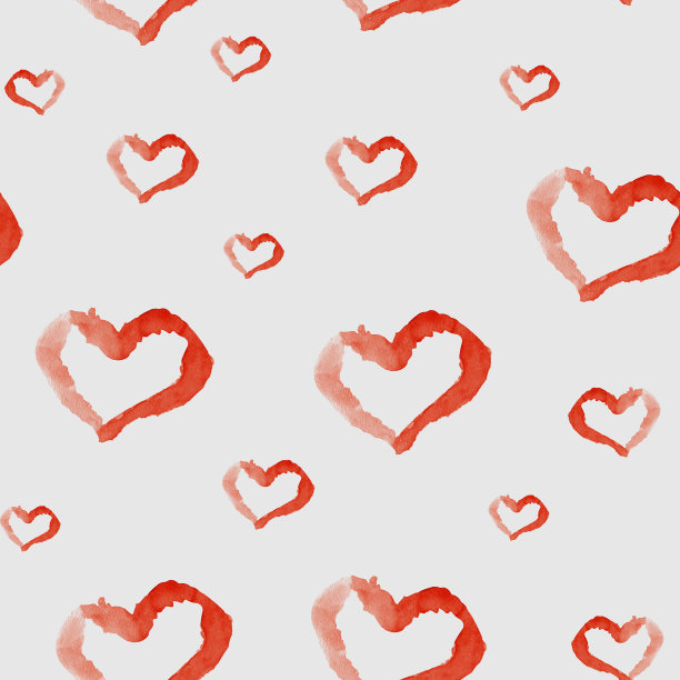 灰色水彩无缝图案上的心环图片下载