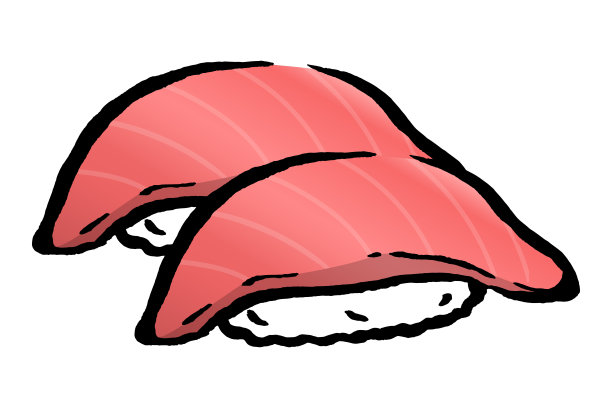 中等脂肪的蓝鳍金枪鱼钟寿司孤立矢量插图。图片下载