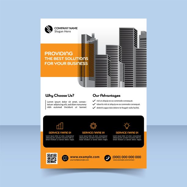 现代圆形橙色传单模板图片下载