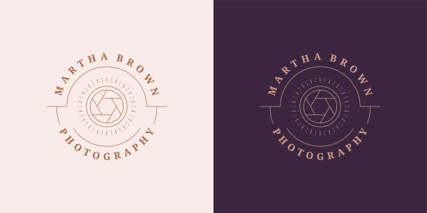 照片相机镜头符号徽章设计模板矢量插图在最小的线艺术风格图片下载