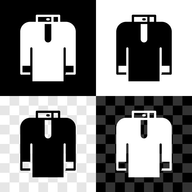 设置衬衫kurta图标孤立在黑白，透明的背景。向量图片下载