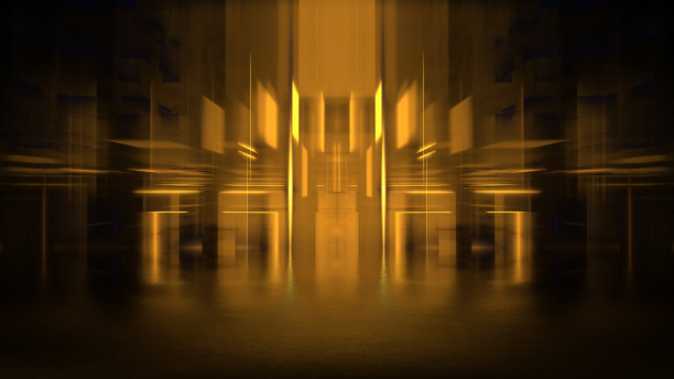 抽象的数据中心服务器，商业技术模糊的多边形几何空间，高科技的数字室内三维渲染图片下载