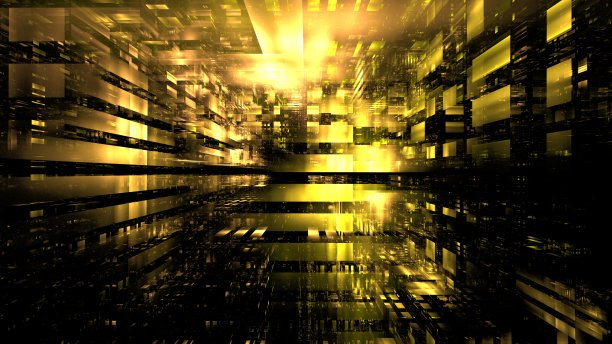 摘要数据中心服务器，商业技术模糊多边形几何空间，三维渲染图片下载