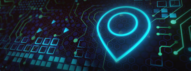 未来设计导航测绘技术和定位销。Gps地图或位置导航器，图片下载