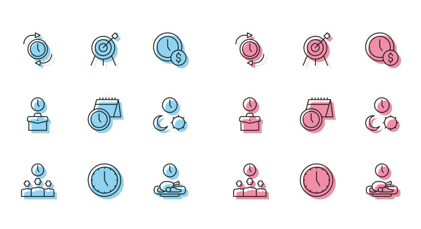 设置线时间管理时钟与箭头食物图片下载