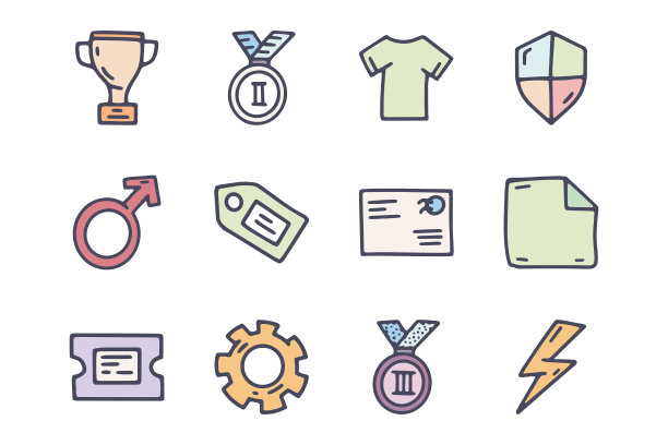 网上商店颜色矢量涂鸦简单的图标集图片下载