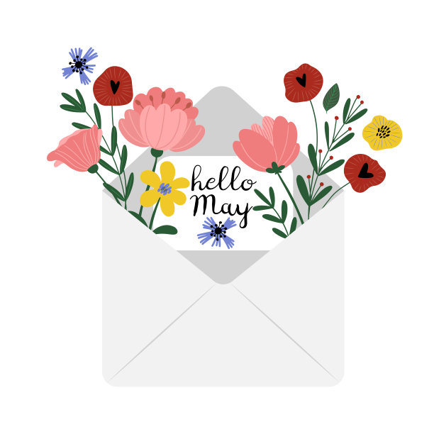 你好，梅，信封里装着鲜花图片下载