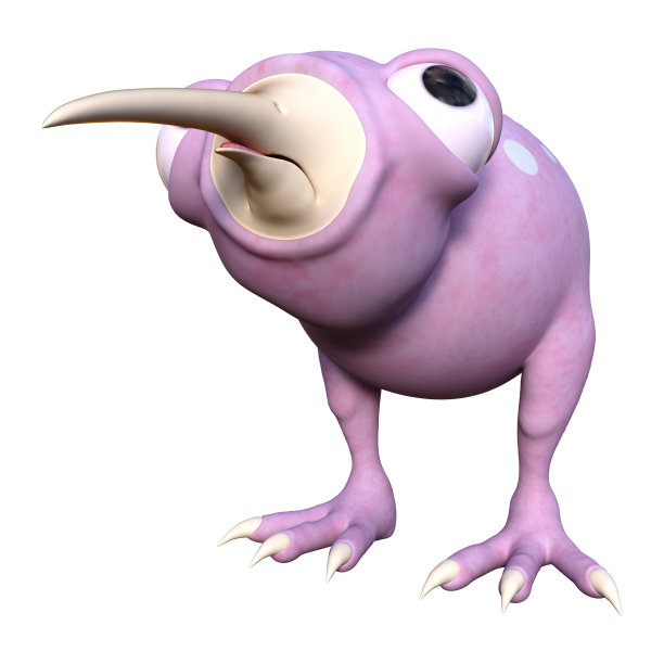 3D渲染猕猴桃鸡在白色图片下载