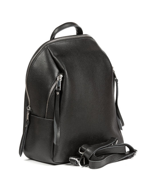 黑色皮革女人的背包孤立在白色的背景上图片下载