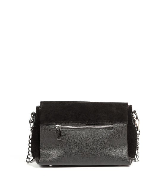 经典时尚黑色麂皮皮包在白色的背景上图片下载