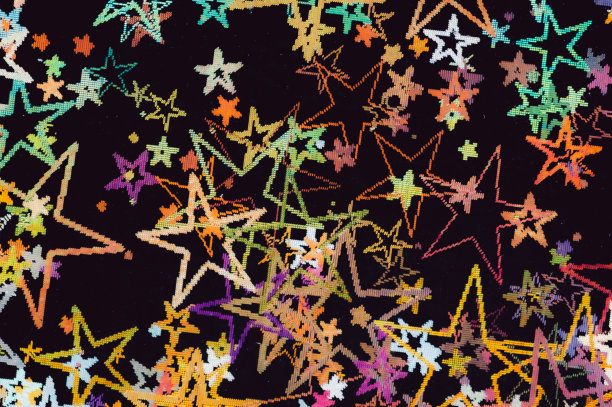 抽象的全息图有漩涡、星星和形状图片下载