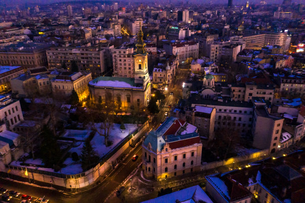 黄昏时从空中俯瞰贝尔格莱德图片下载