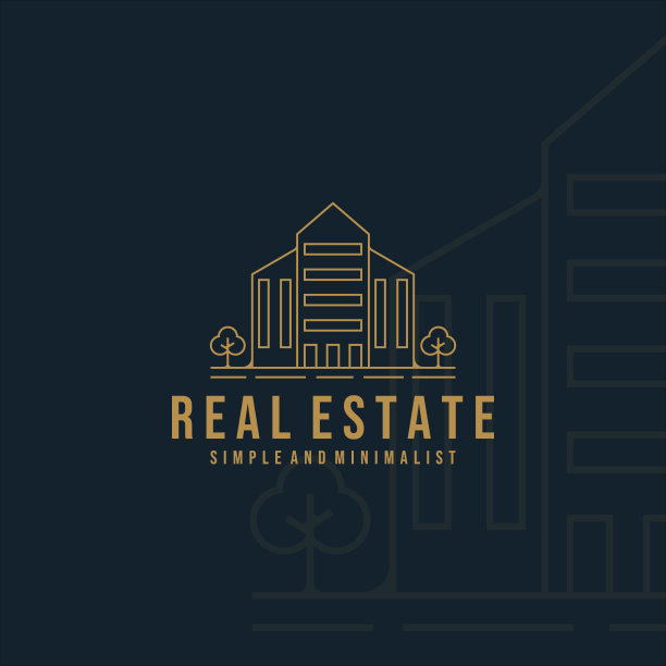 建筑及建筑标志线条艺术插图模板设计。房地产极简和简单的标志为公司和商业图标标签插图概念设计图片下载