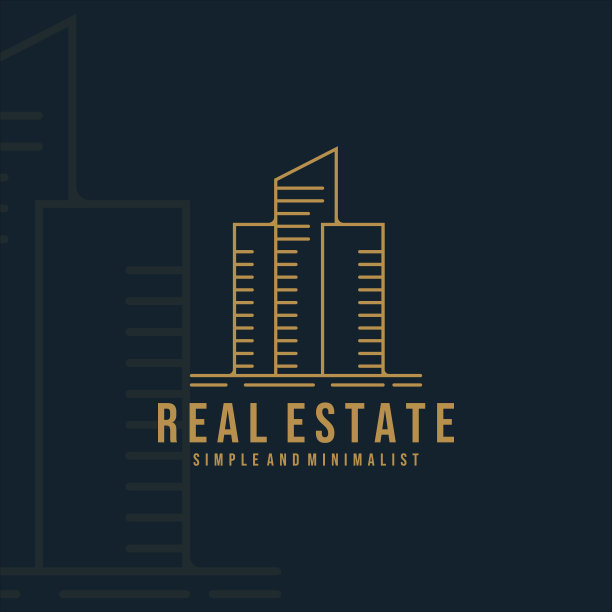 建筑及建筑标志线条艺术插图模板设计。房地产极简和简单的标志为公司和商业图标标签插图概念设计图片下载