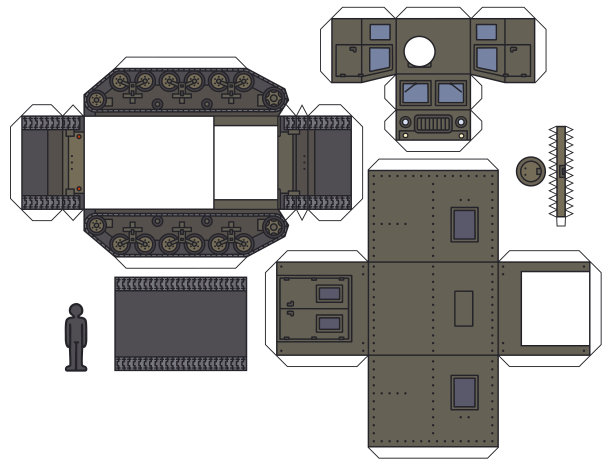 纸上模型的旧军用履带车图片下载
