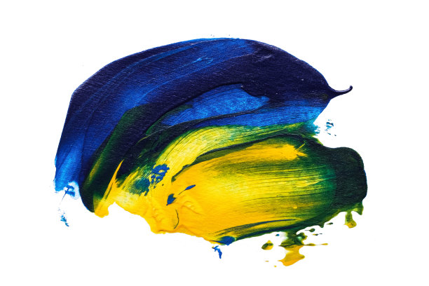 抽象丙烯酸水彩油漆刷笔触纹理孤立在白色背景的标志和横幅。设计、创意和插图。图片下载