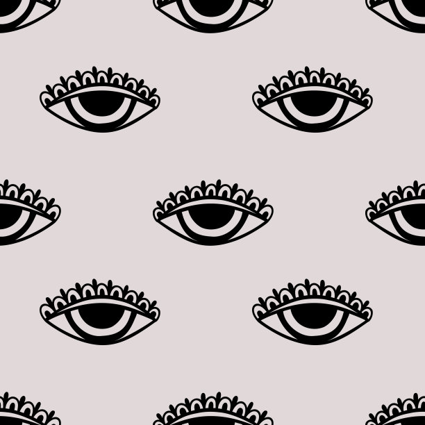 无缝图案邪恶之眼第三元素手绘。神秘的象征，真实的图标。图片下载