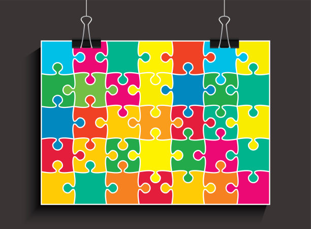 旗帜模板制作的彩色拼图、拼图图片下载