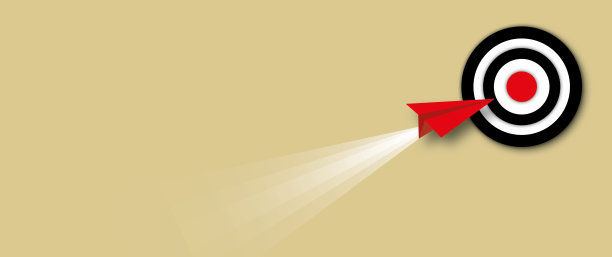 红纸飞机在棕色背景下击中目标，作为商业目标的隐喻。图片下载
