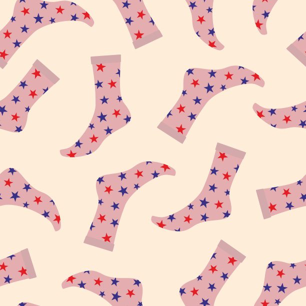 袜子，及膝袜，长袜。无缝模式。女人，女性，女孩的脚，腿行走在鲜艳的彩色印花。图片下载