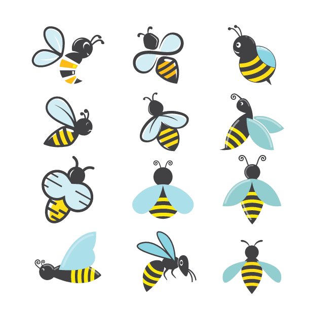 蜜蜂图标集向量插图元素设计图片下载