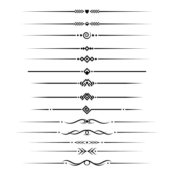用于文本、分隔符的黑白分隔符集图片下载