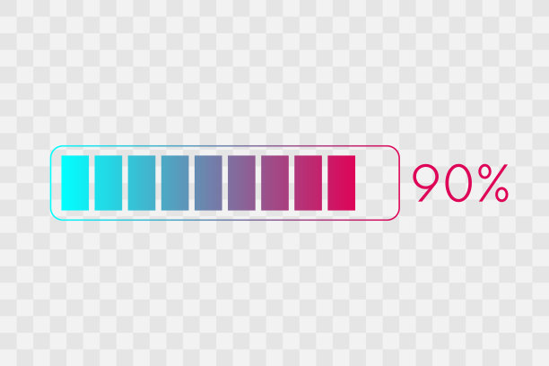 90%的图表。矢量图形的比例。透明背景上孤立的渐变图标。签署下载，增长，进步，业务，设计图片下载