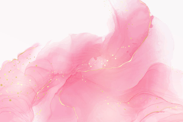 玫瑰粉红色液体水彩背景与金色的点。灰红色大理石酒精墨绘画效果。矢量插图设计模板婚礼邀请，菜单，rsvp图片下载