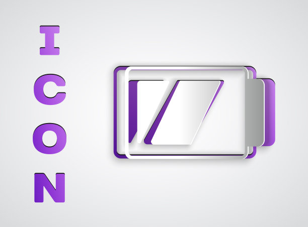 剪纸电池为相机图标孤立的灰色图片下载