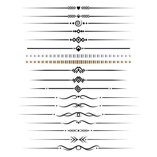 用于文本、分隔符的黑白分隔符集图片下载