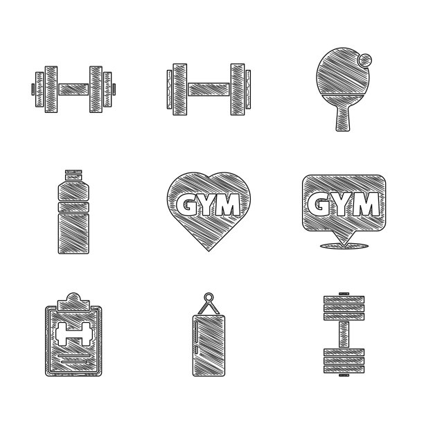 健身馆心脏沙袋哑铃图片下载