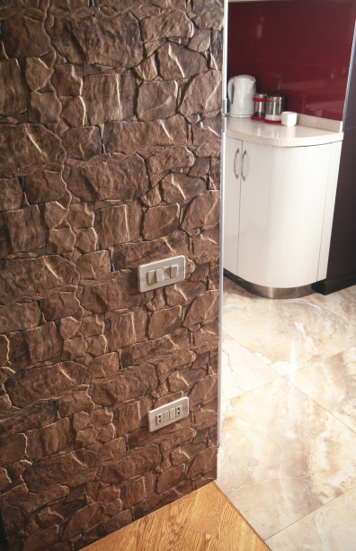 厨房墙上的新插座。图片下载