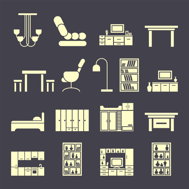 家庭和办公家具套装。图片下载