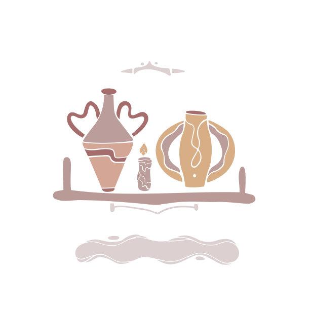 陶器制作。艺术陶瓷车间。锅的剪影。在架子上的蜡烛装饰花瓶。平坦的矢量风格。用粘土工作的工具。孤立的对象。背景为网络事件学校或工作室图片下载
