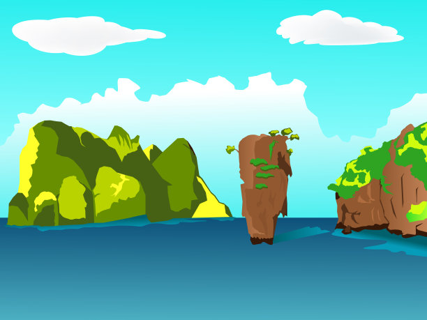 jambond岛或Nail island，泰国目的地，攀牙湾著名地标，插画艺术设计图片下载