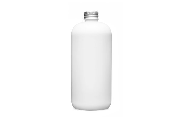 白色瓶子与金属铝盖孤立在白色背景上。化妆品瓶子与分配器液体容器凝胶，乳液，浴泡沫3d插图现实的模型。洗手液泵图片下载