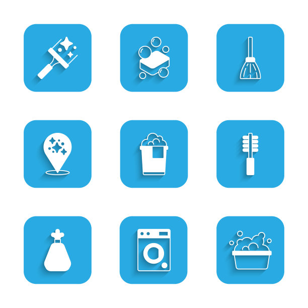 设置桶与泡沫洗涤盆肥皂泡沫图片下载